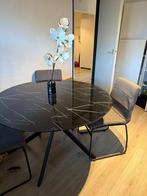 Marmeren look tafel zwart, Huis en Inrichting, Tafels | Eettafels, Ophalen, Zo goed als nieuw, Rond, 50 tot 100 cm