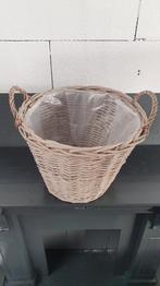 Brocante ronde rieten mand wasman, rotan mand hengsels. S26, Tweedehands verkoop, Tweedehands verkoop, Gebruikt, Rond