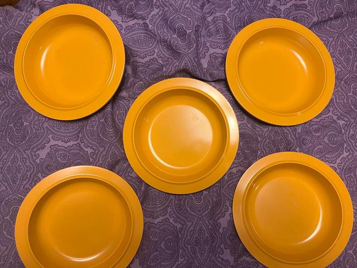 Vintage Mepal Soepborden/Dessertborden - Okergeel, Caravans en Kamperen, Kampeeraccessoires, Zo goed als nieuw, Ophalen of Verzenden