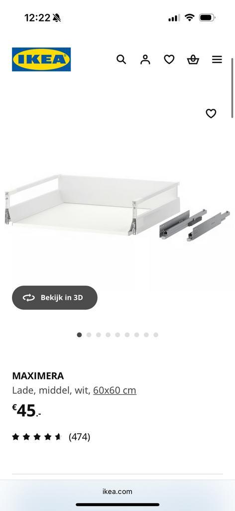 MAXIMERA Lade, middel, wit, 60x60 cm, Huis en Inrichting, Keuken | Keukenelementen, Zo goed als nieuw, Minder dan 100 cm, 50 tot 100 cm