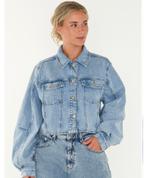 Gestuz cropped jeans jacket, spijkerjasje met ballonmouw, Ophalen of Verzenden, Nieuw, Maat 36 (S), Blauw