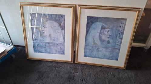 Twee ingelijste Egyptische kunstwerken Tilburg Reeshof, Antiek en Kunst, Kunst | Overige Kunst, Ophalen
