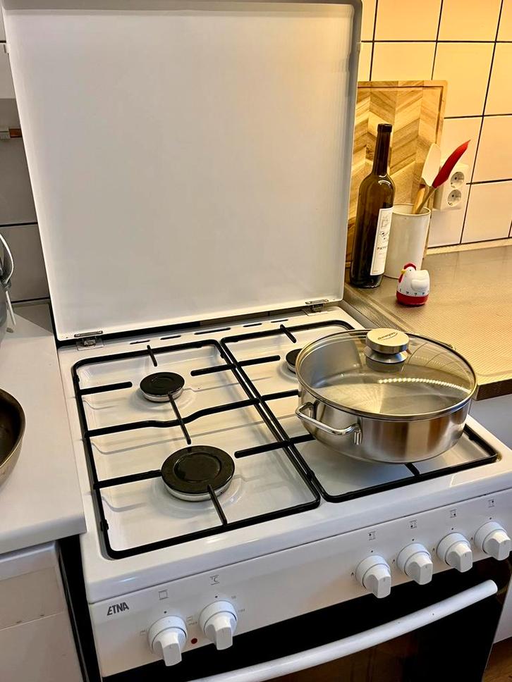 Etna Gasfornuis oven combinatie, Witgoed en Apparatuur, Fornuizen, Gebruikt, Vrijstaand, Gas, 4 kookzones, 85 tot 90 cm, 45 tot 60 cm