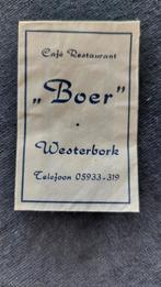 Westerbork, café rest. "Boer", Verzamelen, Suikerzakjes, Nederland, Verzenden