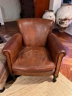Schapen leer fauteuil in goede staat, Huis en Inrichting, Fauteuils, Ophalen, Gebruikt, Leer, 50 tot 75 cm