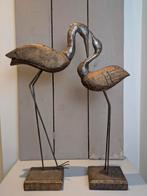 2 Kraanvogels van Hout en Metaal - Decoratief, Ophalen of Verzenden