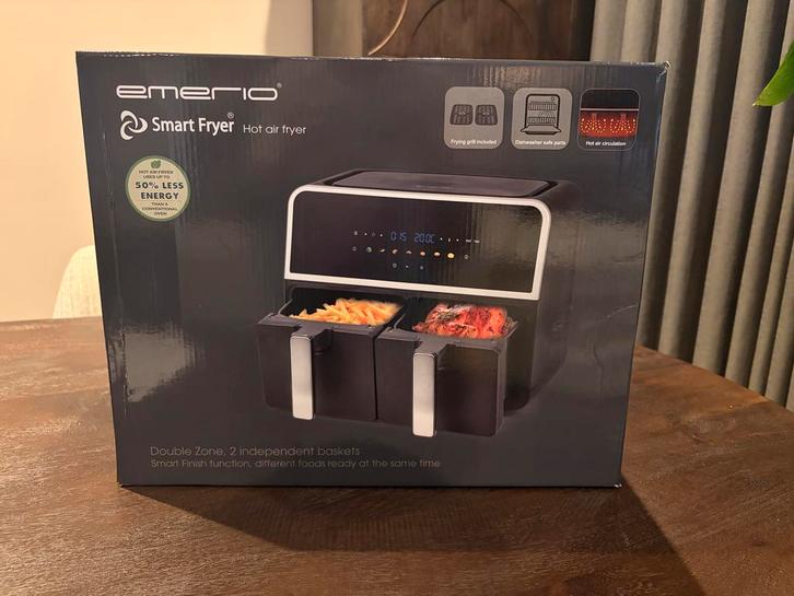Nieuwe Luxe dubbele Emerio Smart Fryer Heteluchtfriteuse, Witgoed en Apparatuur, Airfryers, Nieuw, Airfryer, 1000 t/m 1499 gram