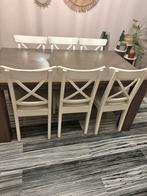 Tafel met 6 stoelen, Ophalen of Verzenden, Gebruikt, 4 tot 6 stoelen