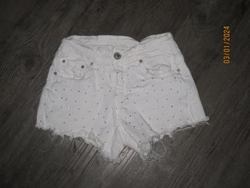 Collection witte korte spijkerbroek met zilveren paillet XS beschikbaar voor biedingen