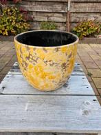 Mooie Bloempot geel - Aardewerk - Ø24.5cm, H24cm, Tuin en Terras, Bloempotten, Ophalen, Gebruikt, Rond, Tuin
