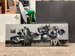 Modern Abstract Schilderij Bloemmotieven Zwart Wit Grijs Tin, Ophalen