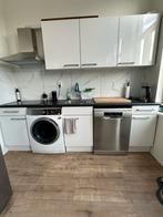 Moderne witte keuken met apparatuur (vanaf december), Ophalen, Wit, Enkelwandige keuken, Kunststof