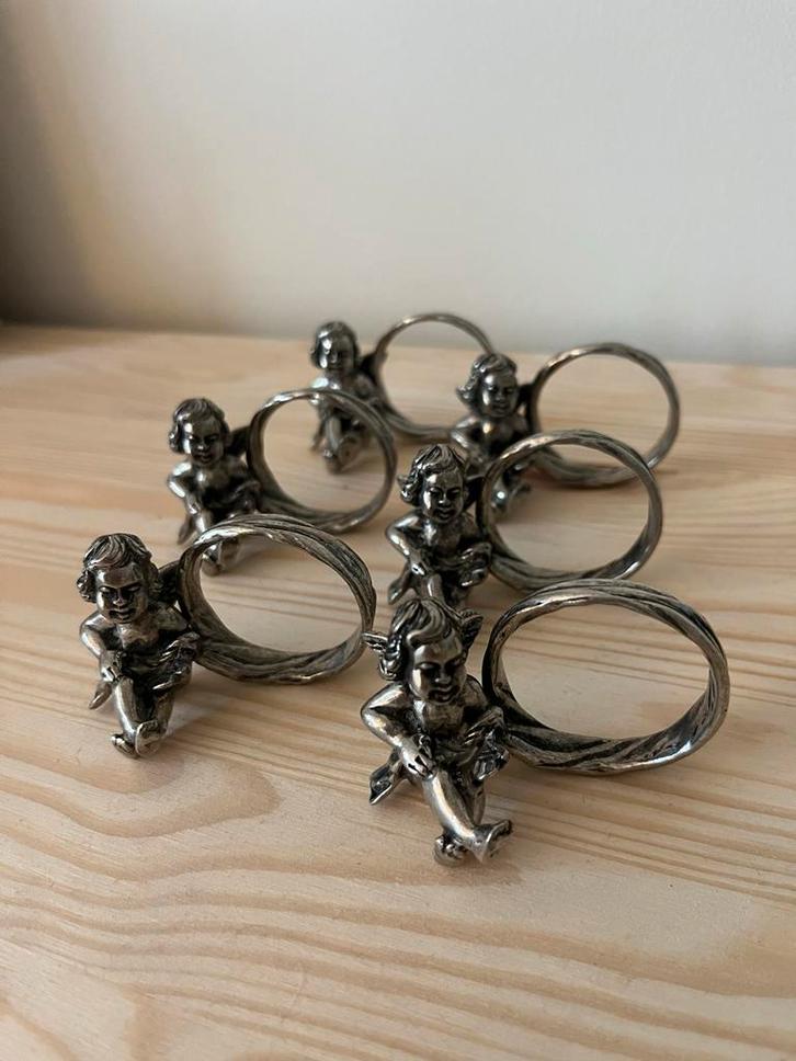 Vintage Zilveren Servetringen Engelen, Antiek en Kunst, Antiek | Bestek, Ophalen of Verzenden