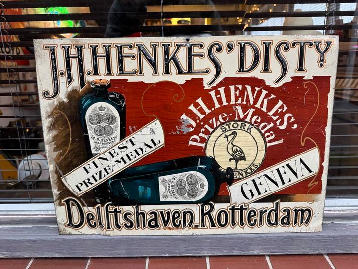 Zeer Oud JH Henkes Disty Reclamebord, Verzamelen, Merken en Reclamevoorwerpen, Gebruikt, Reclamebord, Ophalen of Verzenden