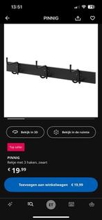 Pinnig kapstok ikea zwart ophangen, Huis en Inrichting, Zo goed als nieuw, Minder dan 100 cm, Metaal, Ophalen