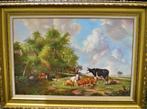 Koeien en schapen op de weide-A.Moreno, Antiek en Kunst, Ophalen