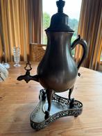 Antieke Tinnen Theepot met Onderstel, Ophalen of Verzenden