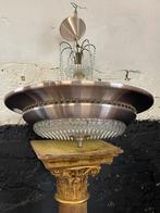 Toffe vintage mid century hanglamp aluminium schalen bling, Vintage mid century schalenlamp, Glas, Zo goed als nieuw, 50 tot 75 cm