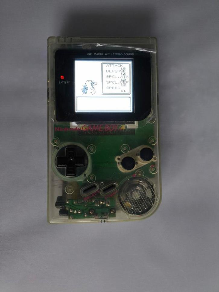 Nintendo Gameboy DMG-01 (Crystal Clear) IPS, Spelcomputers en Games, Games | Nintendo Game Boy, Gebruikt, Ophalen of Verzenden
