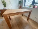 Massief teak houten tafel, 50 tot 100 cm, Rechthoekig, Ophalen of Verzenden, Zo goed als nieuw
