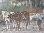 Willem G.F.Janssen WGF George Frederik aquarel boer paarden, Antiek en Kunst, Verzenden