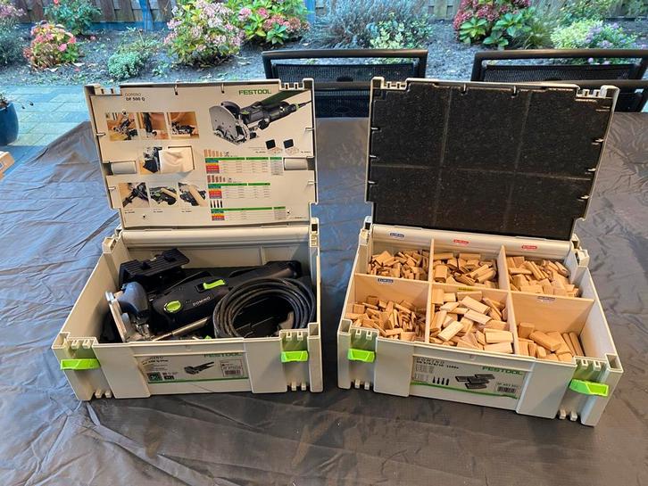 Festool Domino DF 500 Q met Domino’s, Doe-het-zelf en Verbouw, Gereedschap | Freesmachines, Gebruikt, Elektrisch, Lamellenfrees