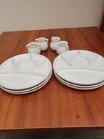 Fondue borden, sauspotjes en vorken, Ophalen of Verzenden, Gebruikt, Aardewerk, Effen