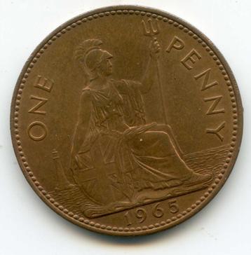 Groot Brittannië 1 Penny 1965 Nog iets originele kleur beschikbaar voor biedingen