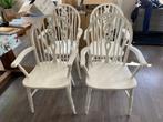 4 wit geverfde Windsor wheelback chairs, Huis en Inrichting, Stoelen, Ophalen, Gebruikt, Wit, Vier