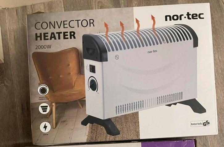 Nortec Convector Verwarming 2000W, Witgoed en Apparatuur, Fornuizen, Zo goed als nieuw, Vrijstaand, Elektrisch, 3 kookzones of minder