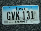 Kentekenplaat licenseplate Iowa Cherokee USA, Verzenden, Gebruikt, Auto's