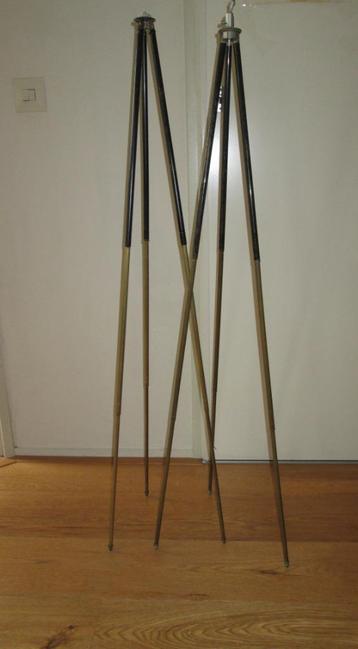 2x antiek statief camera zwart koper balhoofd telescopisch beschikbaar voor biedingen