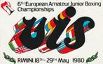 Sticker sport boksen EK junior boxing 1980 Rimini, Verzenden, Zo goed als nieuw, Sport