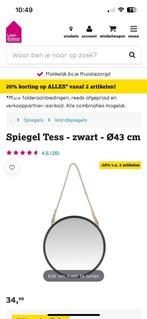 Spiegel Tess - zwart - 43 cm, Minder dan 50 cm, Rond, Ophalen of Verzenden, Zo goed als nieuw