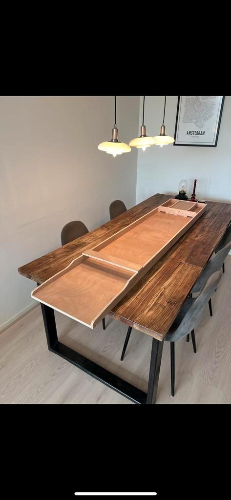 2 meter lange houten sjoelbak – perfect voor feestjes!, Hobby en Vrije tijd, Gezelschapsspellen | Bordspellen, Zo goed als nieuw