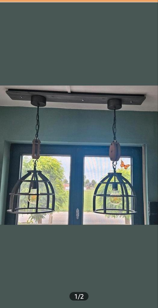 Industriële Hanglampen Loods5 - Unieke Katrol, Huis en Inrichting, Lampen | Hanglampen, Ophalen of Verzenden