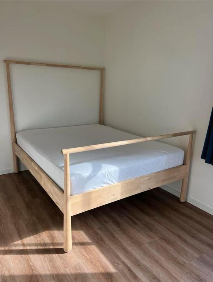 IKEA Gjora Bed, Huis en Inrichting, Slaapkamer | Bedden, Gebruikt, Tweepersoons, 160 cm, 200 cm, Hout, Beige, Ophalen of Verzenden