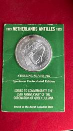 Nederlandse Antillen 25 gulden 1973 fdc zilver, Postzegels en Munten, Munten | Nederland, Setje, Zilver, Overige waardes, Ophalen of Verzenden
