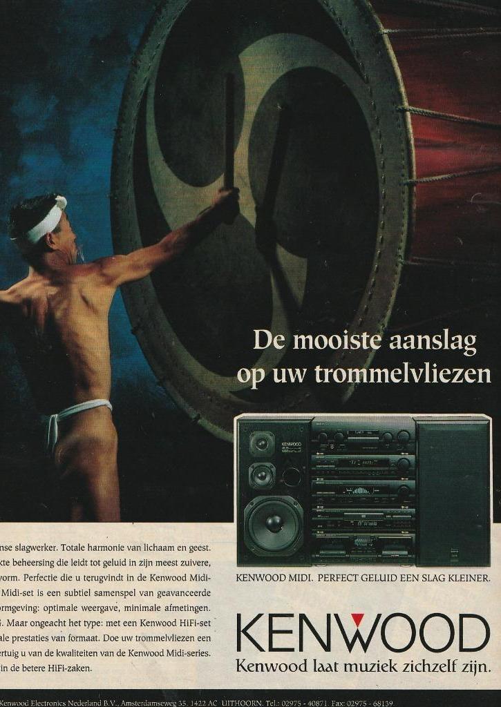 retro reclame 1992 Kenwood hifi muziek is zichzelf, Verzamelen, Retro, Overige typen, Verzenden