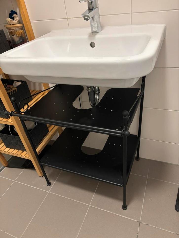 Ikea Rönnskär Wastafelkastje - Zwart Metaal, Huis en Inrichting, Badkamer | Badkamermeubels, Gebruikt, Wastafelkast, Minder dan 100 cm
