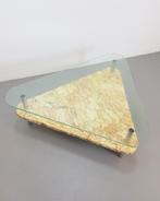 Vintage traingel brutalist salontafel marmer glas tafel '70, Huis en Inrichting, Tafels | Salontafels, Ophalen, 100 tot 150 cm