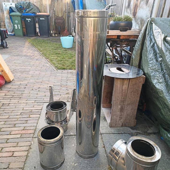 Rookkanaal onderdelen, Doe-het-zelf en Verbouw, Verwarming en Radiatoren, Gebruikt, Kachel, Minder dan 200 watt, 80 cm of meer