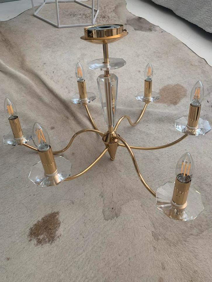 Elegante Kroonluchter met Kristallen Accenten, Huis en Inrichting, Lampen | Kroonluchters, Zo goed als nieuw, Metaal, Ophalen of Verzenden