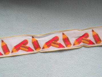 2 meter vintage band of lint met potloden geel oranje NIEUW beschikbaar voor biedingen