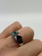 A668 Prachtige zilveren ring Zuni Native American maat 22, 20 of groter, Ophalen of Verzenden, X, Dame of Heer
