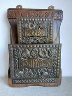 Art Nouveau, eikenhout, koper - brieven -en kranthouder, Antiek en Kunst, Antiek | Woonaccessoires, Ophalen