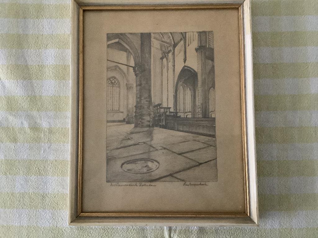 Potloodtekening van waarschijnlijk Theo kurpershoek, Antiek en Kunst, Ophalen of Verzenden