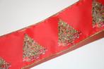 Rol kerst Lint met ijzerdraad 60mm - rood kerstboom #2997, Ophalen of Verzenden, Nieuw, Lint, Band of Elastiek