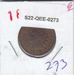 S22-QEE-0273 United States 1 Cent FI/VF 1898 KM90a   Indian, Verzenden, Noord-Amerika