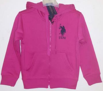 US Polo Assn hooded sweatvest fuchsia maat 140/146 NIEUW * beschikbaar voor biedingen